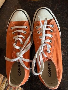 Converse Orange Canvas Low-Top Sneakers with White Laces
